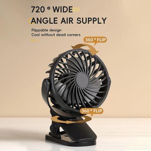 720° rotatable clip fan with night light for easy portability