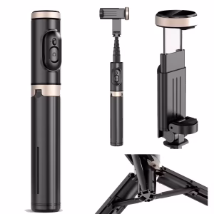 tiktok aluminum phone tripod stand with remote control 360 rotation flexible portable selfie stick for camera outdoor using
