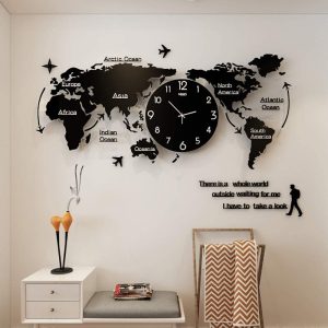 acrylic world map clock 152 x 100 cm