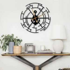 ship anchor 3d wall clock / black / golden / silver / 60 x 60 cm