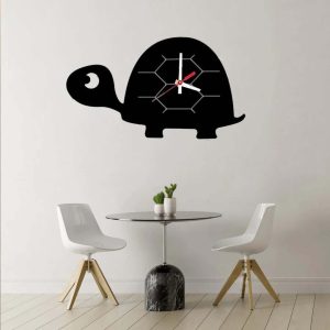 tortoise 3d wall clock / black / golden / silver / 30 x 30 cm