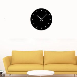 minimal round 3d wall clock / black / golden / silver / 30 x 30 cm