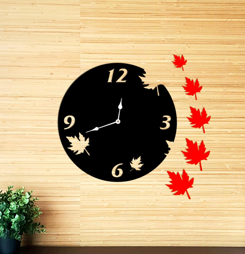 mapple leaves 3d wall clock / black / golden / silver / 30 x 30 cm mapple leaves 3d wall clock / black / golden / silver / 30 x 30 cm