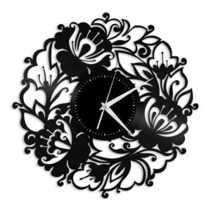 cut flowers decor vinyl wall clock large