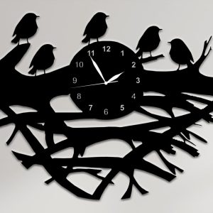 cut birds & nest wall clock