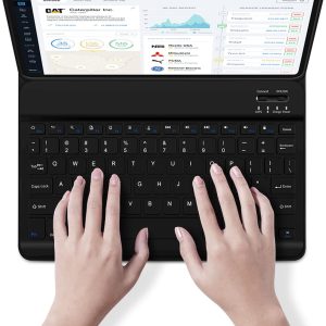 premium leather case with wireless keyboard (english/arabic)