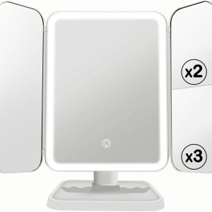 3 folds lighted makeup mirror