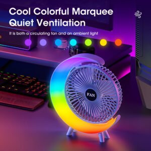multicolor desk fan with led lights