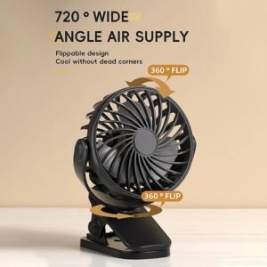 720° rotatable clip fan with night light for easy portability