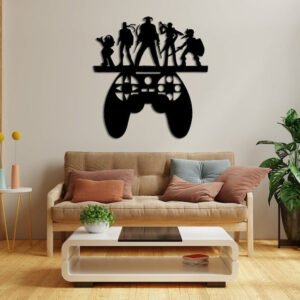 playstation 3d wall clock / black / golden / silver / 60 x 60 cm