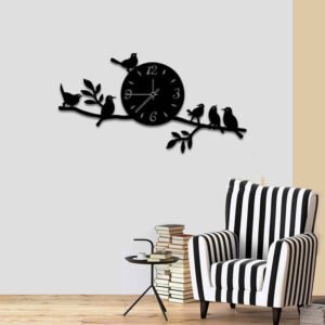 stem sparrows 3d wall clock