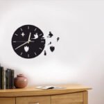 halloween ghosts 3d wall clock / black / golden / silver / 60 x 60 cm