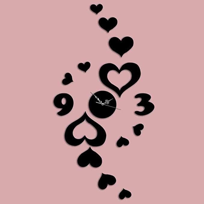cut heart shaped wall sticker wall clock / black / golden / silver / 30 x 30 cm cut heart shaped wall sticker wall clock / black / golden / silver / 30 x 30 cm