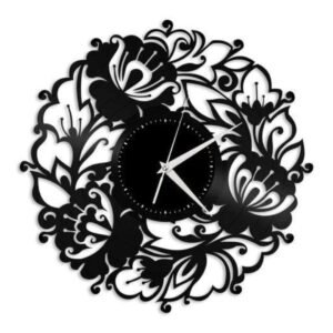 cut flowers decor vinyl wall clock large