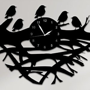 cut birds & nest wall clock