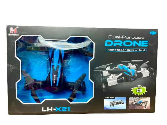 dual purpose drone lh x21, flight mode or drive on land dual purpose drone lh x21, flight mode or drive on land