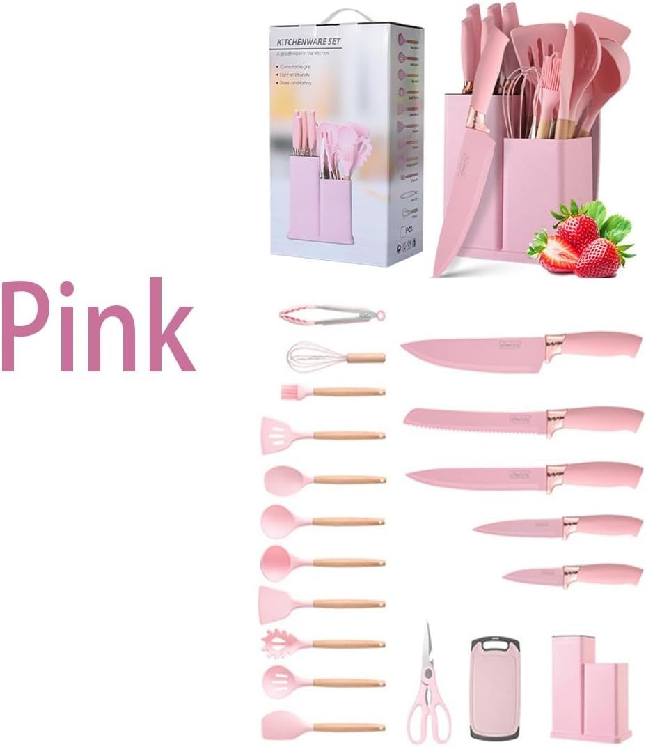 19 pcs kitchen cooking utensils and knife set with block 19 pcs kitchen cooking utensils and knife set with block