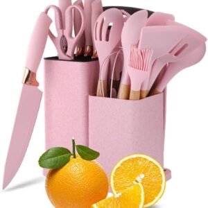 19 pcs kitchen cooking utensils and knife set with block