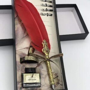 gold leaf antique dip feather pen set